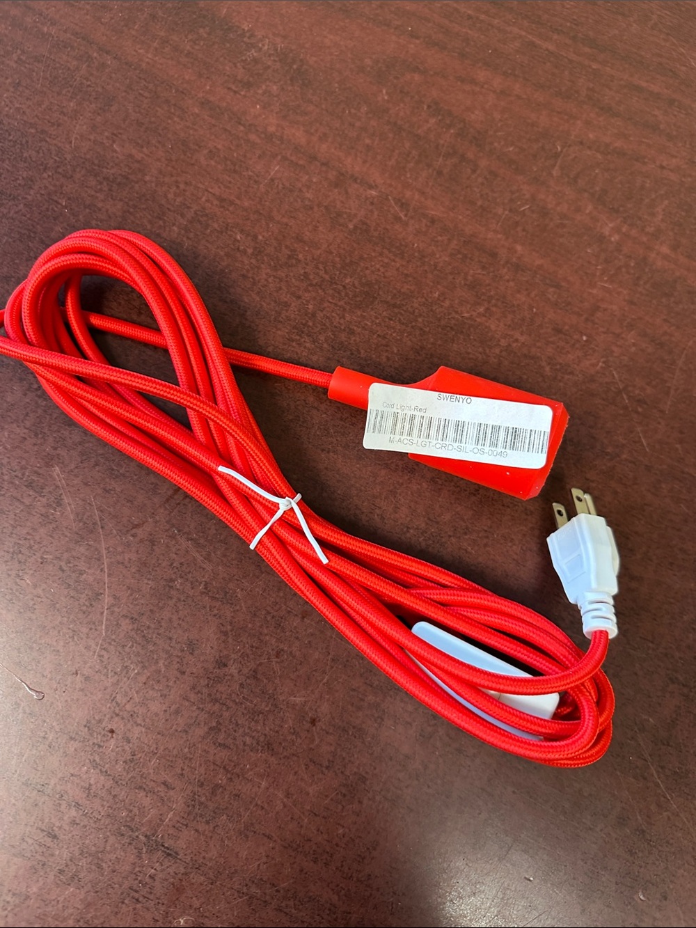 Red Braided Power Extension Cord with Inline Switch